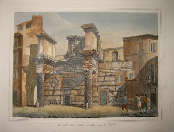Moschetti Alessandro (attivo a Roma intorno alla metà  del XIX Secolo) Avanzi del Foro di Nerva 1840 ca. Roma 